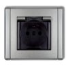 FLEXI Gniazdo bryzgoszczelne z/u (klapka dymna) srebrny metalik 7FGPB-1zdp