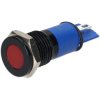 R-TECH 656985 Panel Indicator 12mm Flat 12V Red Black Plated Brass