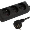 Przedłużacz sieciowy 3 gniazdowy z uziemieniem czarny 3m