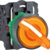 Toggle switch, illuminable, latching, 1 Form A (N/O) + 1 Form B (N/C), waistband round, orange, front ring black, 2 x 90°, mount