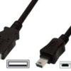USB 2.0 adapter cable, USB plug type A to mini USB plug type B, 3 m, black, AK-300108-030-S