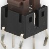 Short-stroke pushbutton, Form A (N/O), 50 mA/12 VDC, illuminated, red, actuator (brown), 2.54 N, THT, 3-2213818-9