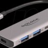 64239 USB 3.0 4-port hub, USB-C to 2x A, 2x C + power, 15 cm