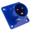 Blue 16A 230V 2P+E Industrial Panel Mount Plug IP44