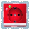 Gniazdo SCHUKO z ochroną przepięciową i polem opisowym czerwony aksamit Q.1 41086062
