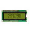 Wyświetlacz monochromatyczny LCD, , Alfanumeryczny, Midas