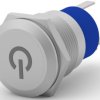 Vandal-proof pushbutton switch, 1 pole, silver, illuminated  (red/blue), 3 A/250 VAC, mounting Ø 17.7 mm, IP67, 2316366-9