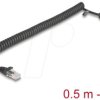 90668 RJ45 Coiled Cable plug to jack Cat.5e 0.5 m to 1 m black
