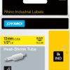 Shrink sleeve cassette, 3:1, (L x W) 1.5 m x 12 mm, inscribable, yellow, 18056