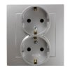 AS Gniazdo podwójne z uziemieniem schuko z ramką srebrne GP-2GS/18 OSPEL