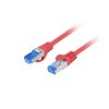 Patchcord kat.6A S/FTP LSZH CCA 0.25M czerwony Fluke Passed Lanberg