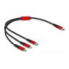 Delock 86710 USB Charging Cable 3in1 USB-C to Lightning/Micro/USB-C 0.3m Blk/Red