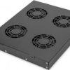 Roof ventilation unit, 4 fans, steel, (W x H x D) 300 x 46 x 480 mm, 1 U, black, for 483 mm cabinets, DN-19 FAN-4-HO-SW