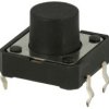 Mikroprzycisk; 12x12mm; 8,5mm; TM118; 5mm; przewlekany (THT); 4 piny; czarny; OFF-(ON); bez podświetlenia; 50mA; 12V DC; 260gf;