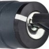 Key switch, unlit, groping, waistband round, front ring black, 2 x 90°, trigger position 0 + 1, mounting Ø 22 mm, ZB5AG6