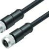 Sensor actuator cable, M12-cable plug, straight to M12-cable socket, straight, 5 pole, 1 m, PUR, black, 4 A, 77 3530 3529 50705