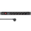 Qoltec Aluminiowa Listwa zasilająca PDU do RACK 19 1U 16A 6xSCHUKO 1.8m