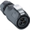 Plug, 3 pole, solder cup, quick locking, straight, 2450 03 T09CB T