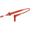 Measuring lead with (4 mm plug, spring-loaded, angled) to (test probe, straight), 1 m, red, PVC, 1.0 mm², CAT II, 66.9008-10022