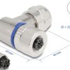60565 M12 connector, A-coded 4-pin socket, 90° angled metal
