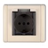 FLEXI Gniazdo bryzgoszczelne z/u SCHUKO (klapka dymna) beżowy 1FGPB-1sdp