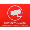 Naklejka monitoringu, CCTV Surveillance This Building Is Electronically Monitored, język: Angielski, Czerwony/biały,