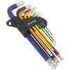 Sealey AK7197 Ball-End Hex Key Set 9pc Long Colour-Coded Imperial