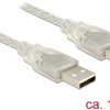 Kabel Delock USB 2.0 typu a - złącze męskie USB 2.0 typu a, 1,5 m, przezroczysty