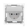 SIMON 55 Gniazdo pojedyncze z uziemieniem SCHUKO z przesłonami szybkozłącza IP44 klapka w kolorze aluminium mat TGSZ1BCZ.01/143