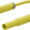 Safety measuring lead with (4 mm lamella plug, straight) to (4 mm lamella plug, straight), 0.5 m, yellow, PVC, 1.0 mm², CAT IV,