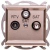 SONATA Gniazdo antenowe RTV-SAT-SAT szampański złoty GPA-R2S/m/39