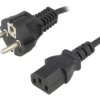 Kabel CEE 7/7 (E/F) wtyk IEC C13 żeński PVC 3m czarny 10A KAB-EU-P3-3.0-BK