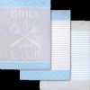 02263 203 400 Dyckhoff tea towels, GRILL & chill, light blue-grey, x3