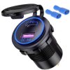 Gniazdo 2x USB USB-C panelowe samochodowe niebieskie przetwornica QC 3.0 + PD 12V-24V