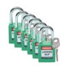 Kłódka bezpieczeństwo LOTO, nylonowa, szekla 38 mm, zielona (6 szt.), 051345