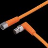 Sensor actuator cable, M8 cable plug, angled, A to M8 cable socket, straight, A, 3 pole/3 pole, 0.3 m, PVC, orange, 3 A, EVT160