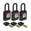 Kłódka LOTO SafeKey nylonowa, szekla 38 mm, czarna (3 szt.), 150315