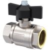 Ball valve, L 44.4 mm, 50 bar, brass, nickel-plated, for pipe systems, 129140