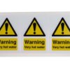 Etykieta bezpieczeństwa Czarny/biały/żółty opis Gorąca woda tekst Warning Very Hot Water