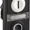 Double pushbutton, illuminable, groping, waistband rectangular, front ring black, mounting Ø 22 mm, ZB5AW7A1721