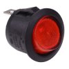 Red On-Off 12V illuminated Circular Rocker Switch SPST 10A