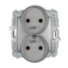 ICON Mechanizm gniazda podwójnego do ramki z uziemieniem 2x(2P+Z) srebrny metalik 7IGPR-2z KARLIK
