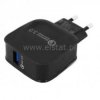 Ładowarka sieciowa 1x USB 3A czarna QC 3.0