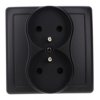 Simon Basic Gniazdo wtyczkowe z uziemieniem podwójne, monoblok, 16A, 250V, zaciski śrubowe, kompletne czarny BMGZ2/49