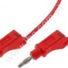 2111-100-RT Przewód z 2 wtykami prostymi Ø4mm z dodatkowym gniazdem 4mm, silikon 0,75 mm2, izolacja wzmocniona, dł. 100 cm, czer