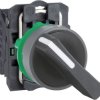 Toggle switch, 2 positions, unlit, latching, 1 Form A (N/O), waistband round, black, front ring gray, 90°, mounting Ø 22.5 mm, X