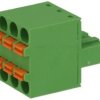 Łączówka; 2ESDB-03P; 3 tory; R=5,08mm; 18mm; 12A; 300V; na przewód; kątowe 90°; otwór kwadratowy; sprężynowy; 0,2÷2,5mm2; zielon