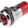 Lampka kontrolna do montażu panelowego 110V ac, czerwona 14mm LED Chrom Wyprowadzenia RS PRO