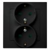 AS Gniazdo podwójne z uziemieniem schuko z przesłonami torów prądowych, kompletne z ramką czarny metalik GP-2GSP/33