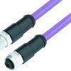 Sensor actuator cable, M12-cable plug, straight to M12-cable socket, straight, 5 pole, 1 m, PUR, purple, 4 A, 77 2530 2529 50705
